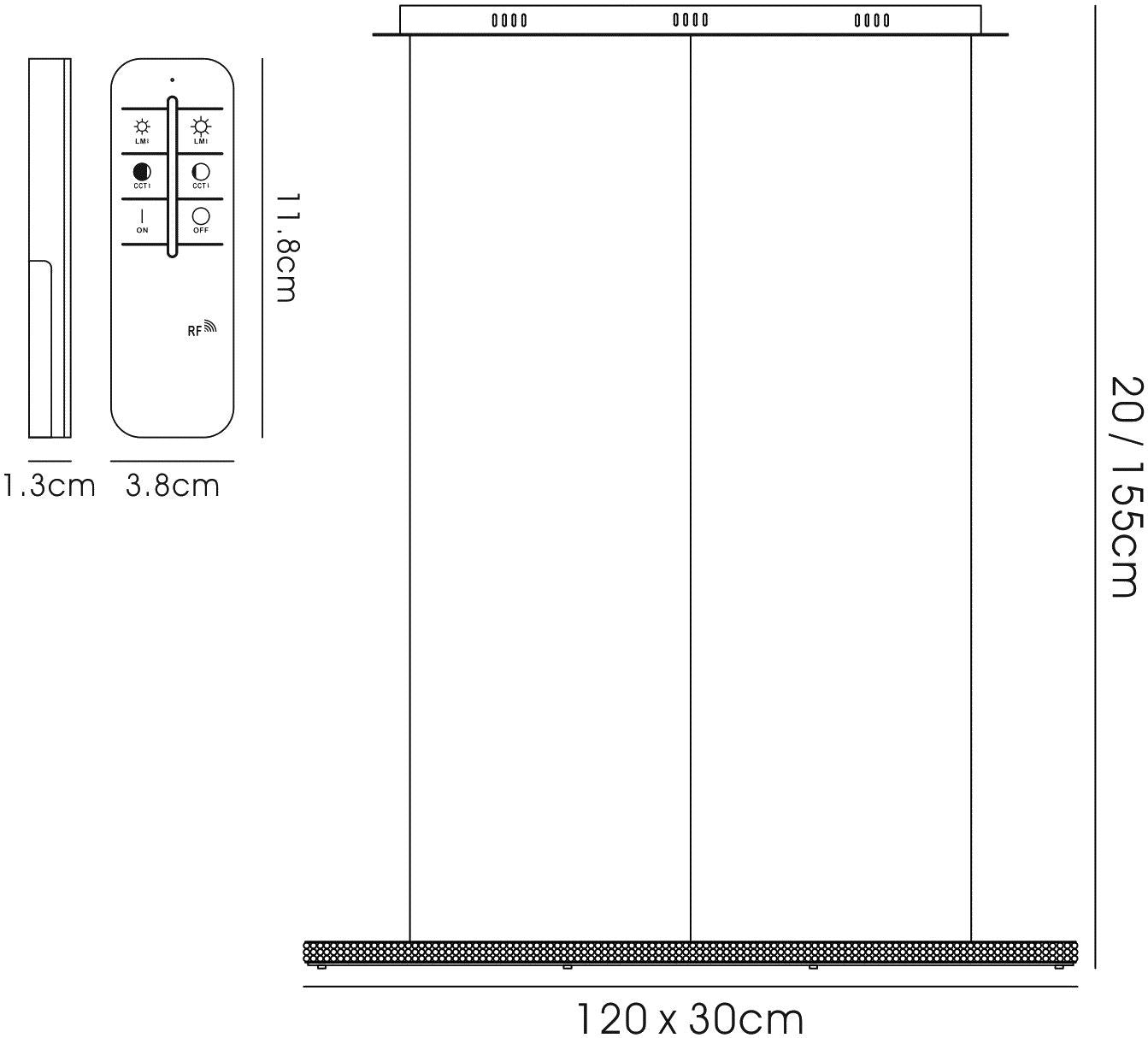 Diyas Amelia Linear  60W 5100lm LED C/W Remote 3000K-6000K Stainless Steel/Crystal Ceiling Pendant Light Fitting