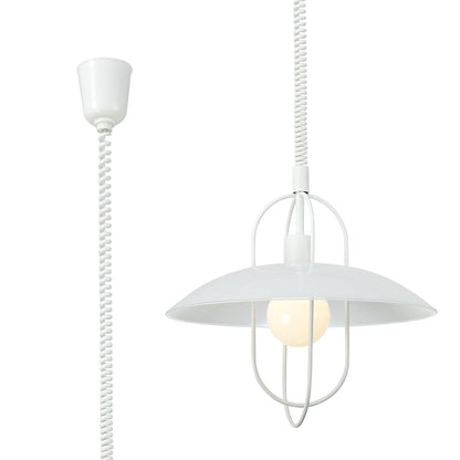 Deco Riva Rise & Fall Pendant 1 Light E27, Matt White/Opal White Glass Shade