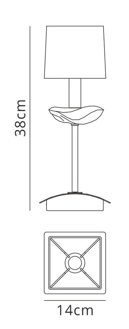 Mantra Akira Table Lamp 1 Light E14, Antique Brass with Cream Shade