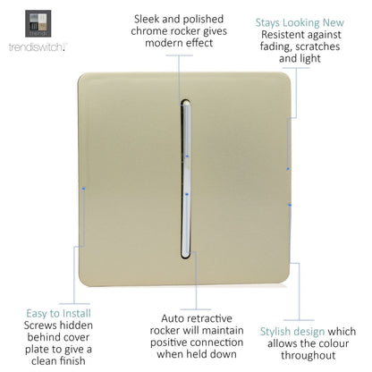 Trendi 1 Gang Retractive Switch Gold