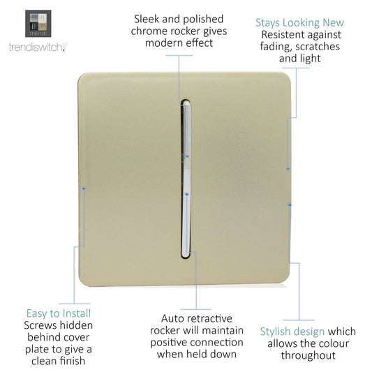 Trendi 1 Gang Retractive Switch Gold