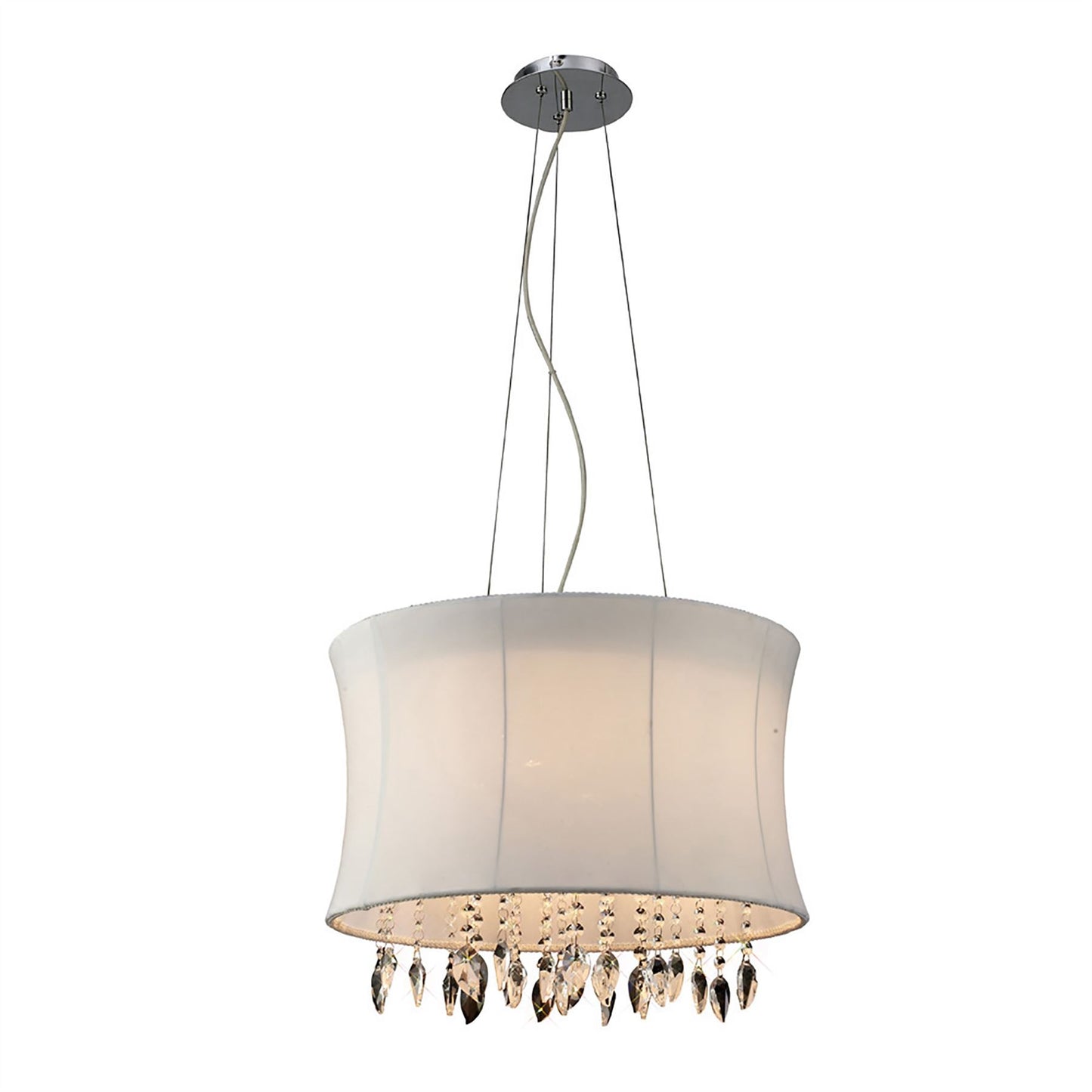 Diyas Niki 50cm  4 Light E14 with White Shade Polished Chrome/Clear Crystal Ceiling Pendant Light Fitting