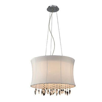Diyas Niki 50cm  4 Light E14 with White Shade Polished Chrome/Clear Crystal Ceiling Pendant Light Fitting