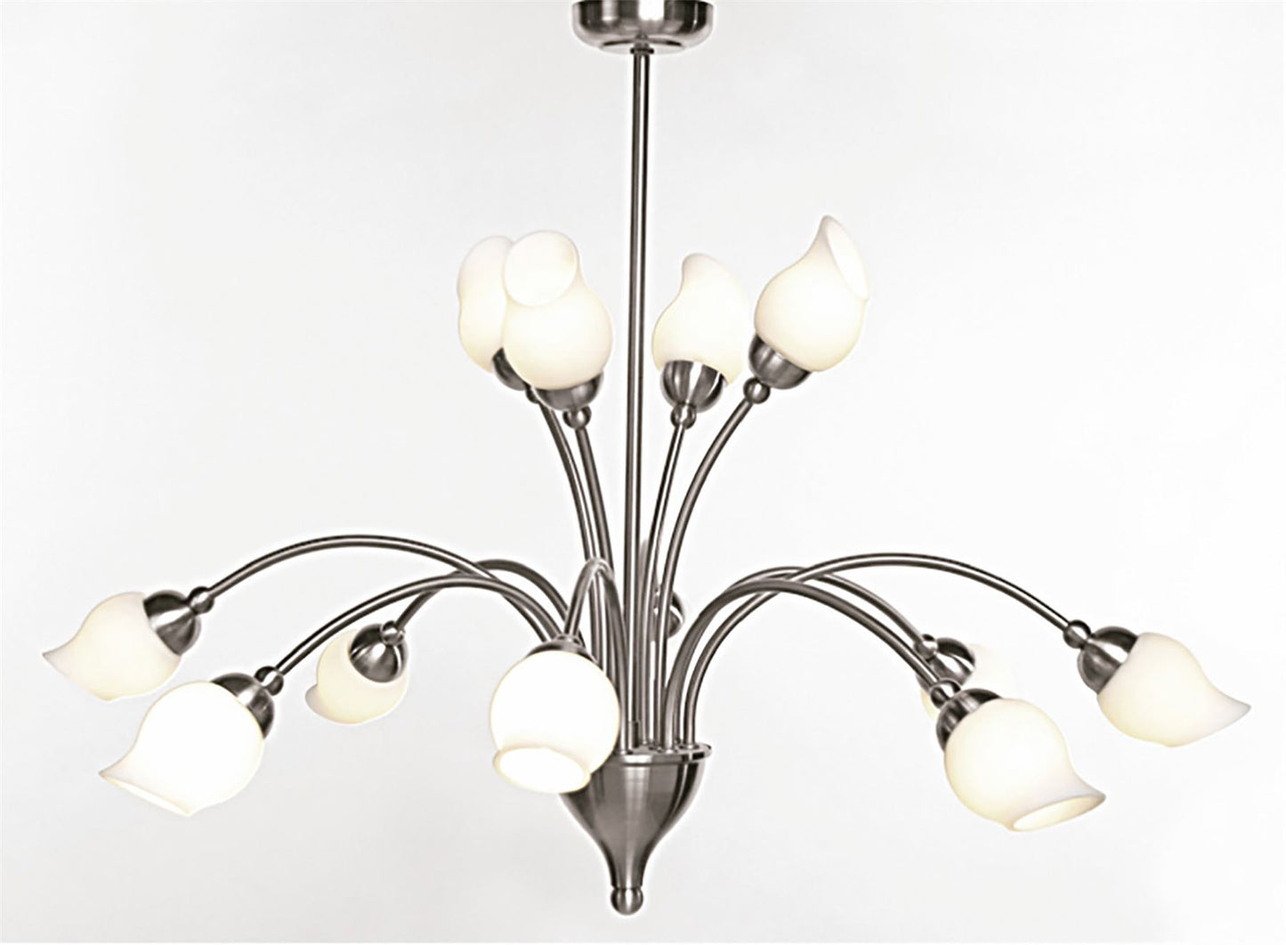 Diyas Rimini 69cm  12 Light G9 Satin Chrome/Opal Glass Ceiling Pendant Light Fitting