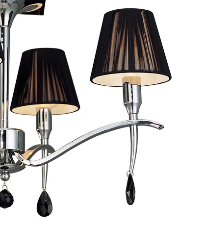 Mantra M0345 Siena Semi Ceiling Round 4 Light E14, Polished Chrome with Black Shades and Black Crystal
