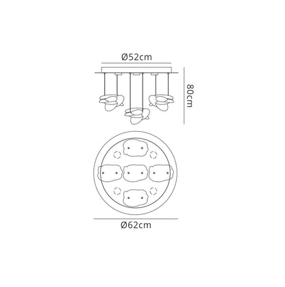 Mantra M5902 Nido Pendant 62cm Round 5 + 4 Lights 30W + 20W LED 3000K, 4000lm, Chrome, 3yrs Warranty