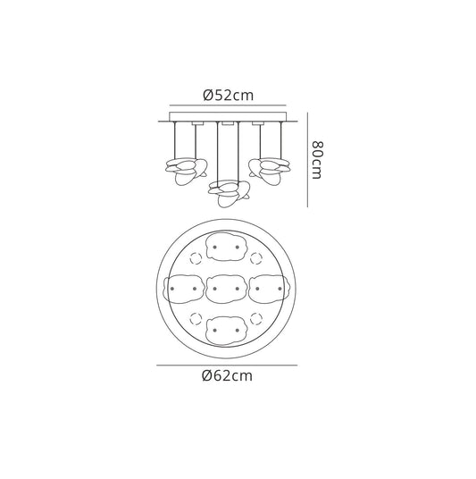 Mantra M5902 Nido Pendant 62cm Round 5 + 4 Lights 30W + 20W LED 3000K, 4000lm, Chrome, 3yrs Warranty
