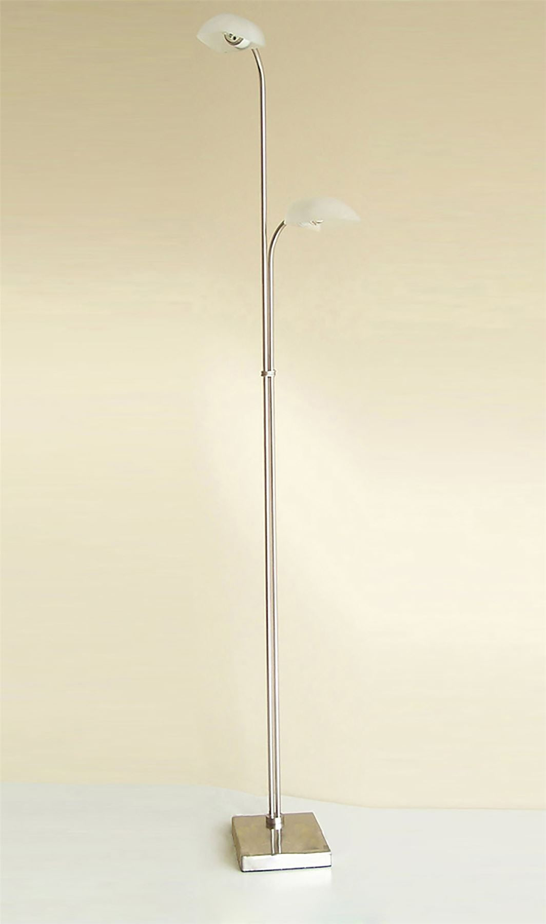 Diyas Udine Floor Lamp with In-Line Dimmer 2 Light G9 Satin Chrome/Frosted Glass, NOT LED/CFL Compatible