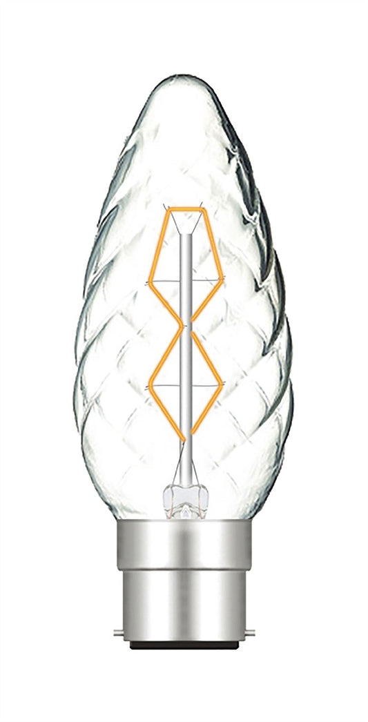 Luxram Rustica Candle Twisted/S B22 Clear 25W Incandescent