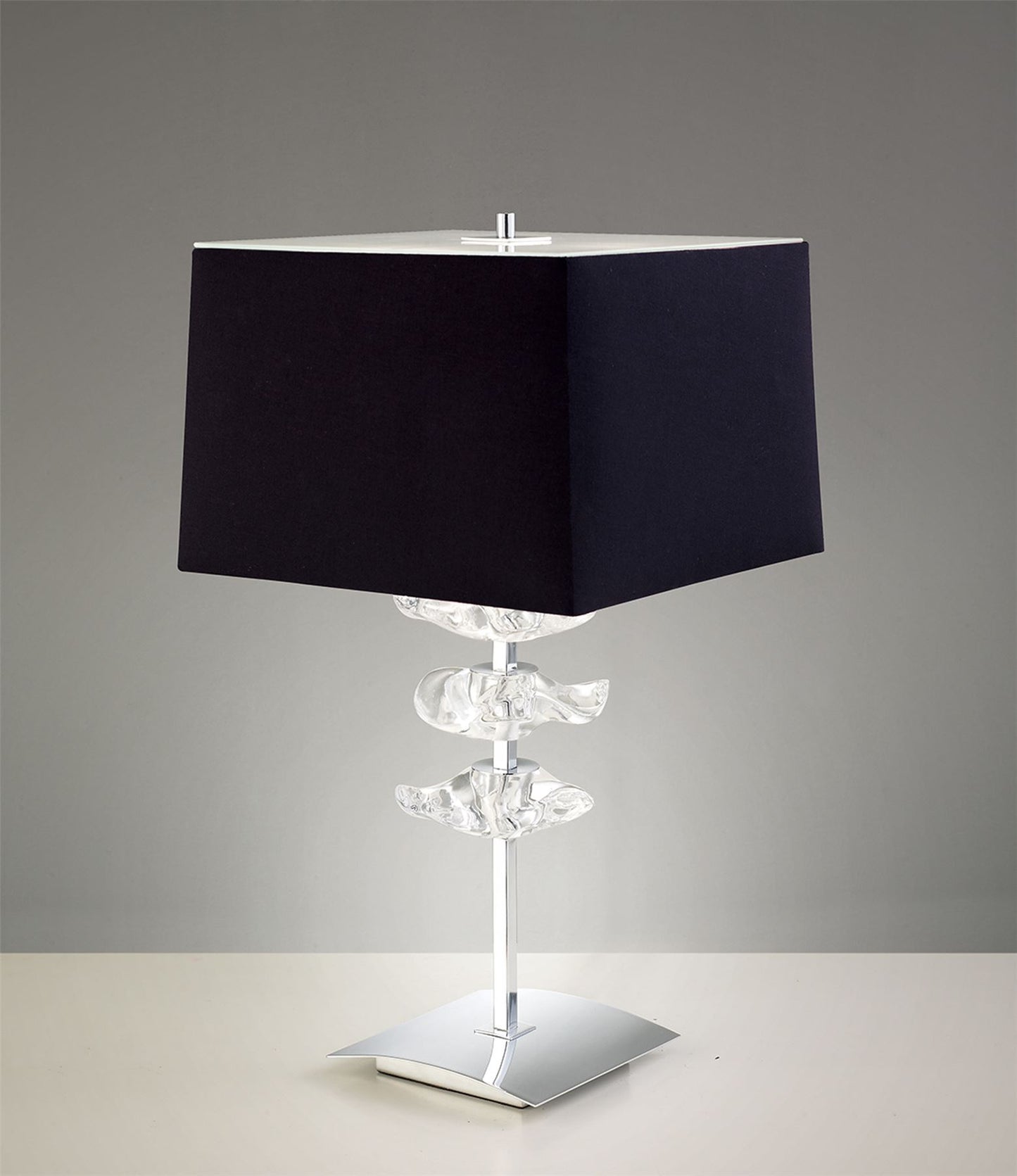 Mantra M0793 Akira Table Lamp 2 Light E27, Polished Chrome with Black Shade