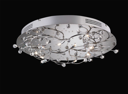 Diyas Fia 59cm Flush  Round 6 Light G4 with White LEDs Polished Chrome/Crystal, NOT LED/CFL Compatible Ceiling Light Fitting