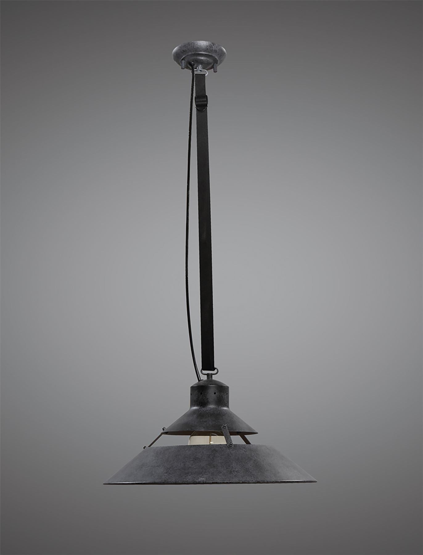 Mantra M5440 Industrial Ceiling 1 Light 40W E27 Large, Oxide Metal, Black Belt
