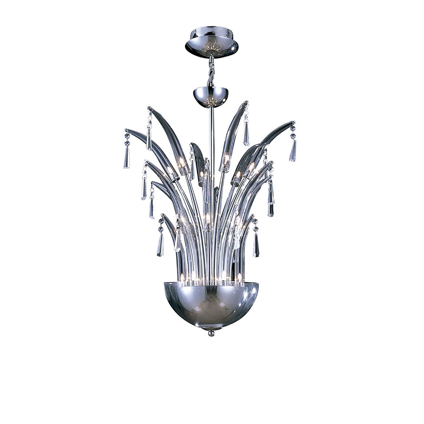 Diyas Jasper 55cm  Round 18 Light G4 Polished Chrome/Crystal, NOT LED/CFL Compatible Ceiling Pendant Light Fitting