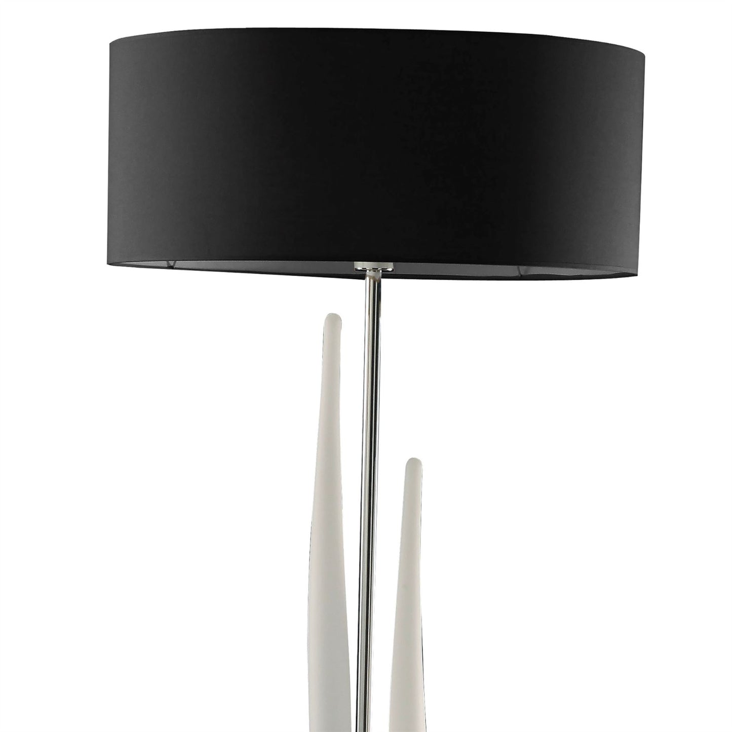 Mantra Estalacta Floor Lamp 3 Light GU10 Indoor, Silver/Opal White with Black Shade