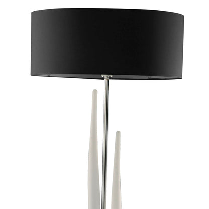 Mantra Estalacta Floor Lamp 3 Light GU10 Indoor, Silver/Opal White with Black Shade