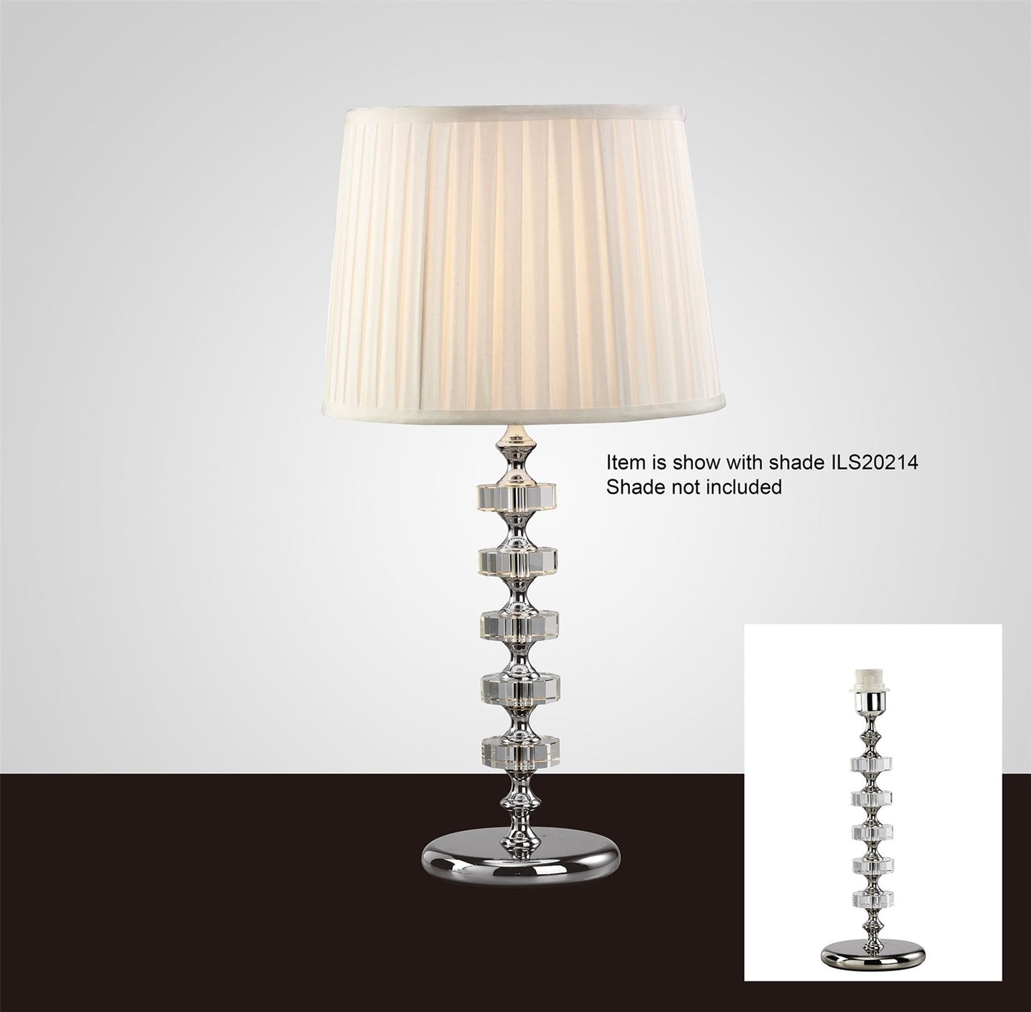 Diyas Elenor Crystal Table Lamp WITHOUT SHADE 1 Light E27 Silver Finish