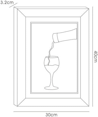 Diyas Home Crystal Wall Art (DH) Dine Pouring Wine, Black Frame Clear Crystal Framed