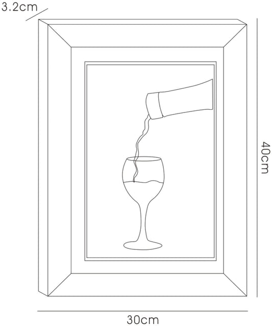 Diyas Home Crystal Wall Art (DH) Dine Pouring Wine, Black Frame Clear Crystal Framed