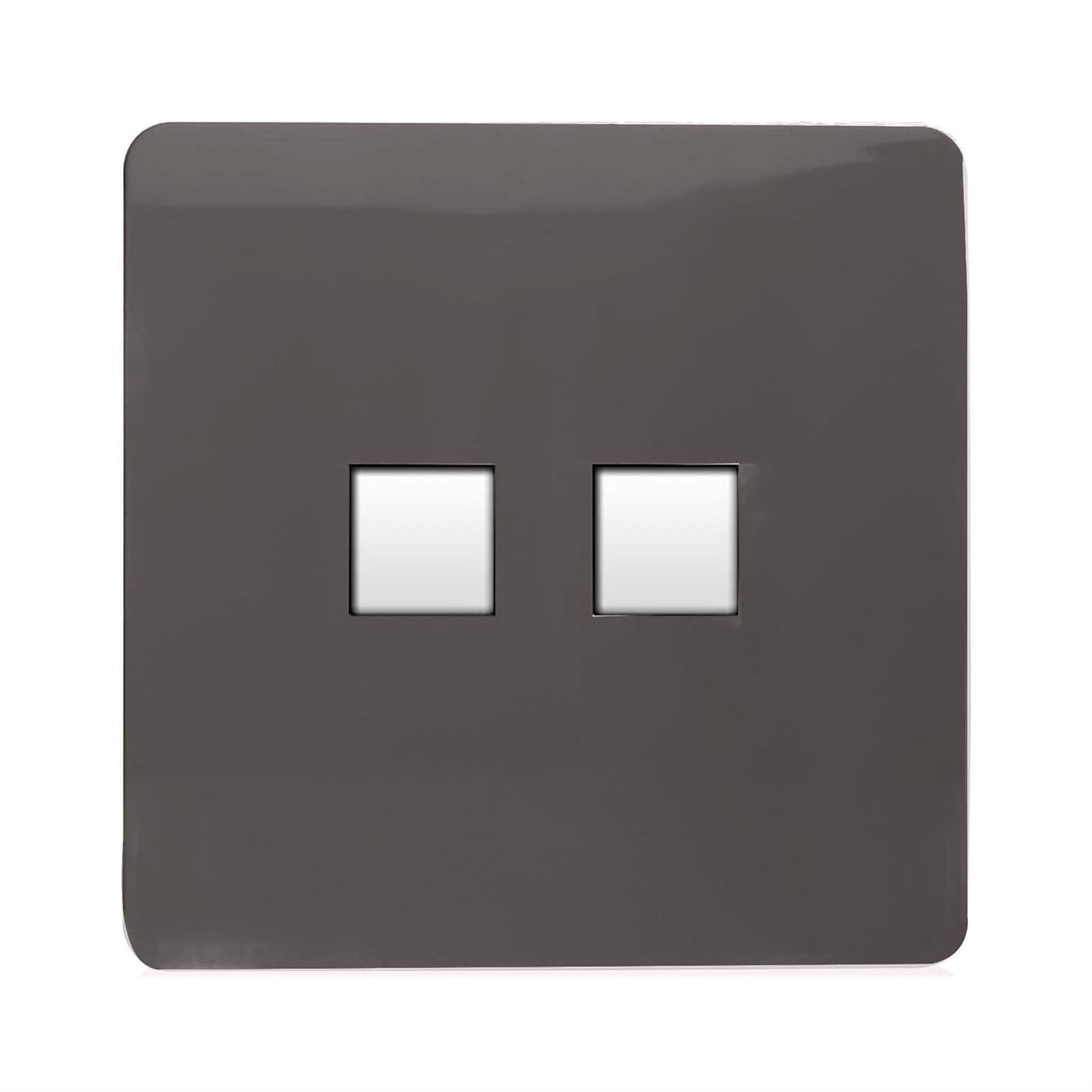 Trendi Switch 2 Gang RJ45 Cat 6 Modern Designer PC Ethernet Socket in Dark Brown