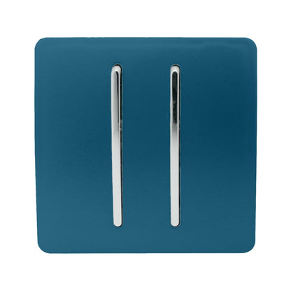 Trendi 2 Gang 2 Way Artistic Modern Glossy 10 Amp Rocker Tactile Light Switch Midnight Blue