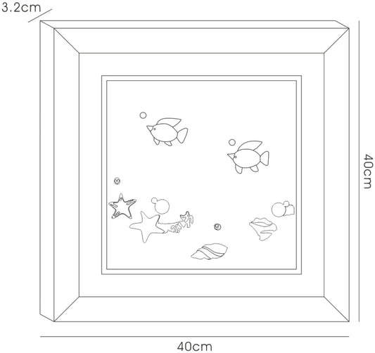 Diyas Home Crystal Wall Art (DH) Aqua Swimming Fish, Black Frame, Amber, Blue, Clear Crystal Framed