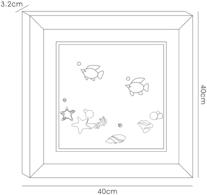 Diyas Home Crystal Wall Art (DH) Aqua Swimming Fish, Black Frame, Amber, Blue, Clear Crystal Framed