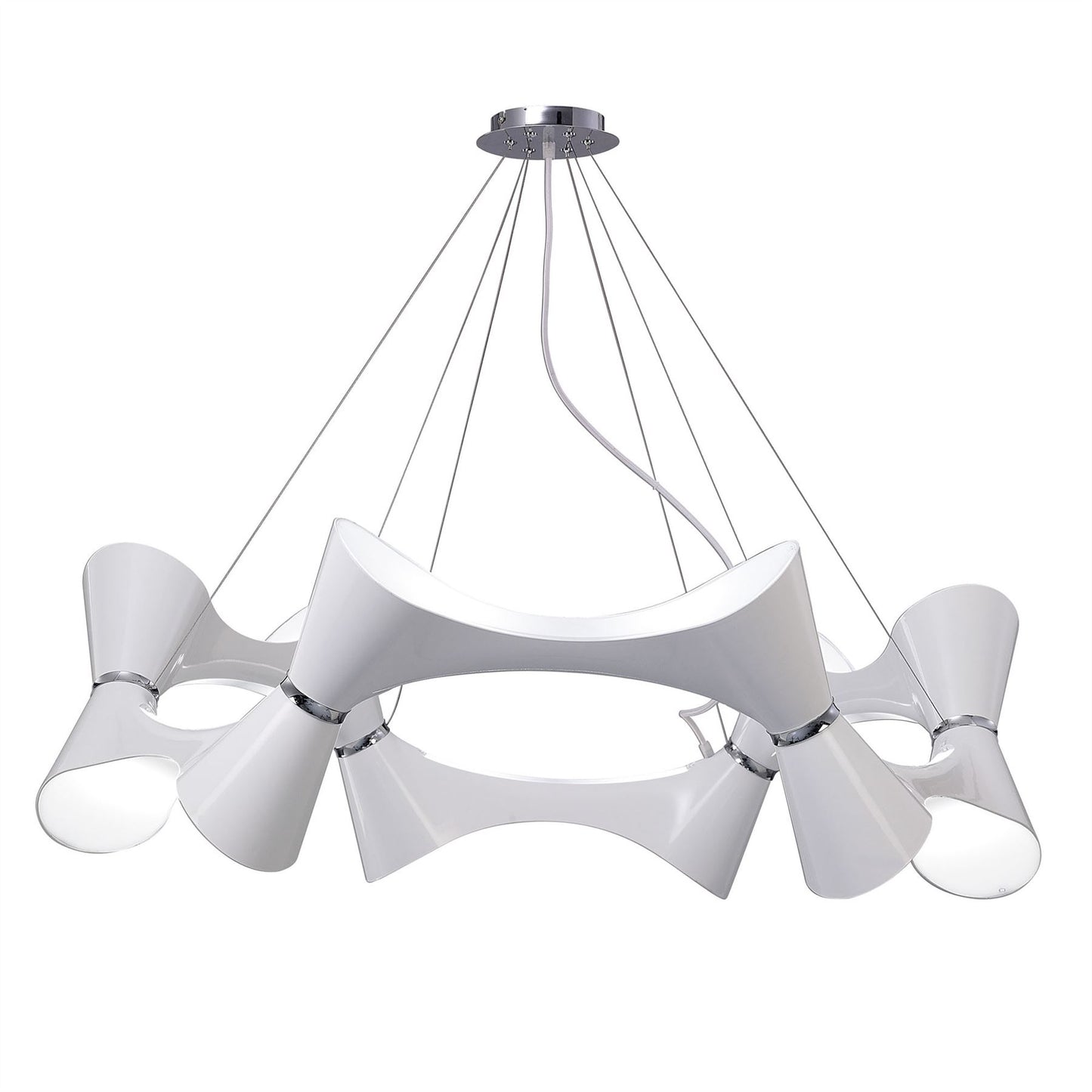Mantra M1543 Ora Pendant 12 Twisted Round Light E27, Gloss White/White Acrylic/Polished Chrome