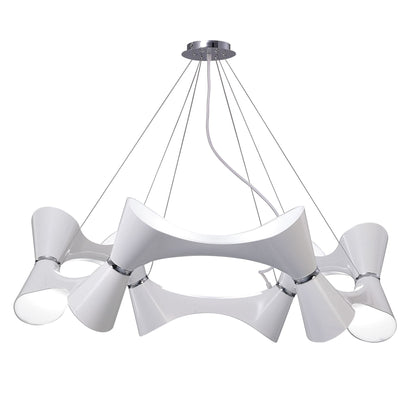 Mantra M1543 Ora Pendant 12 Twisted Round Light E27, Gloss White/White Acrylic/Polished Chrome