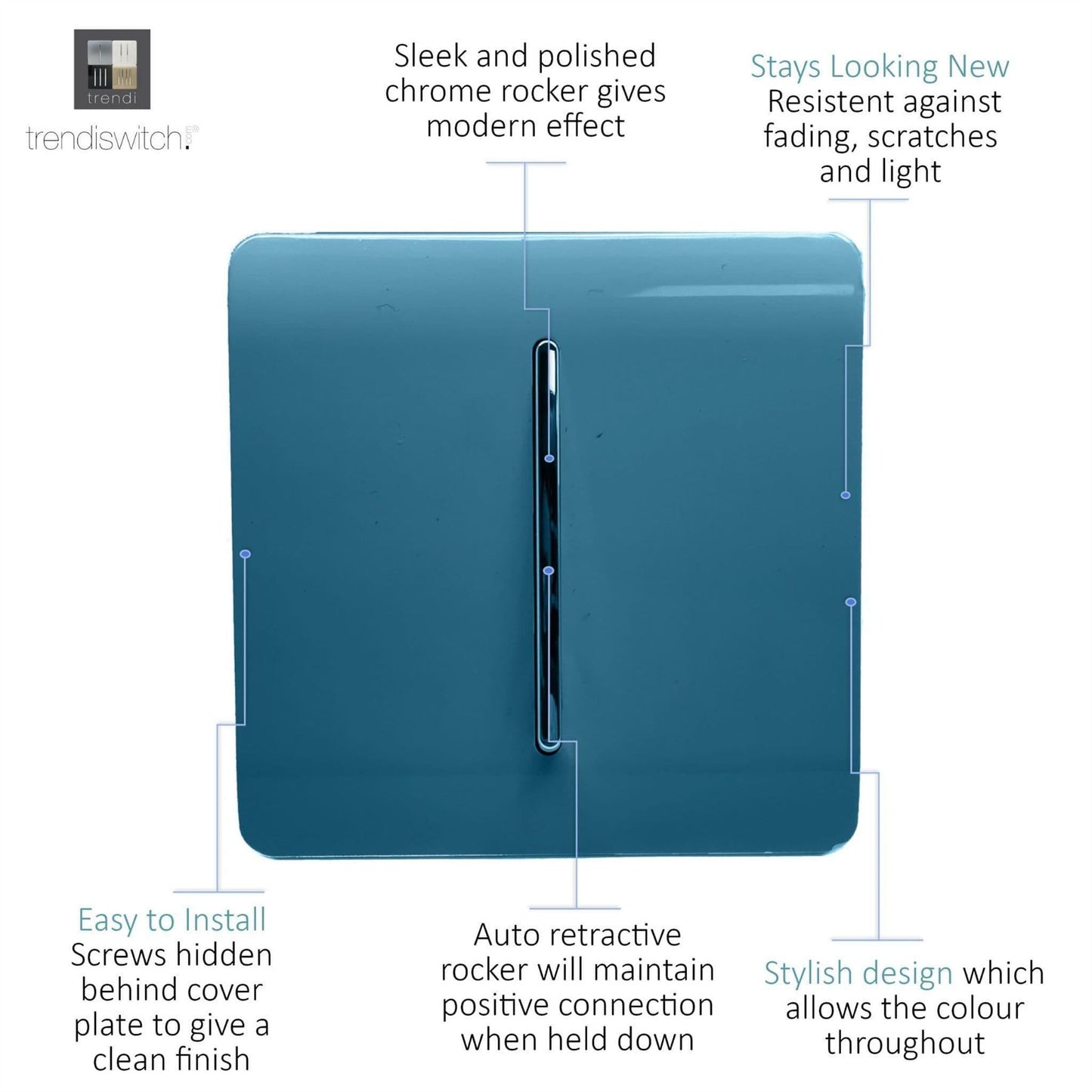 Trendi Artistic Modern Glossy  Home Automation Switch Ocean Blue