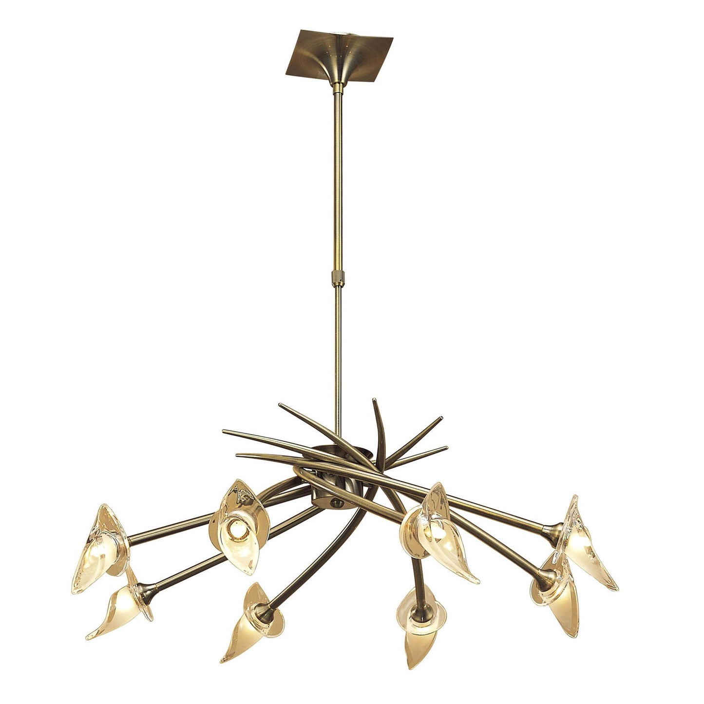 Mantra Flavia 80cm Telescopic Pendant Round 8 Light G9, Antique Brass