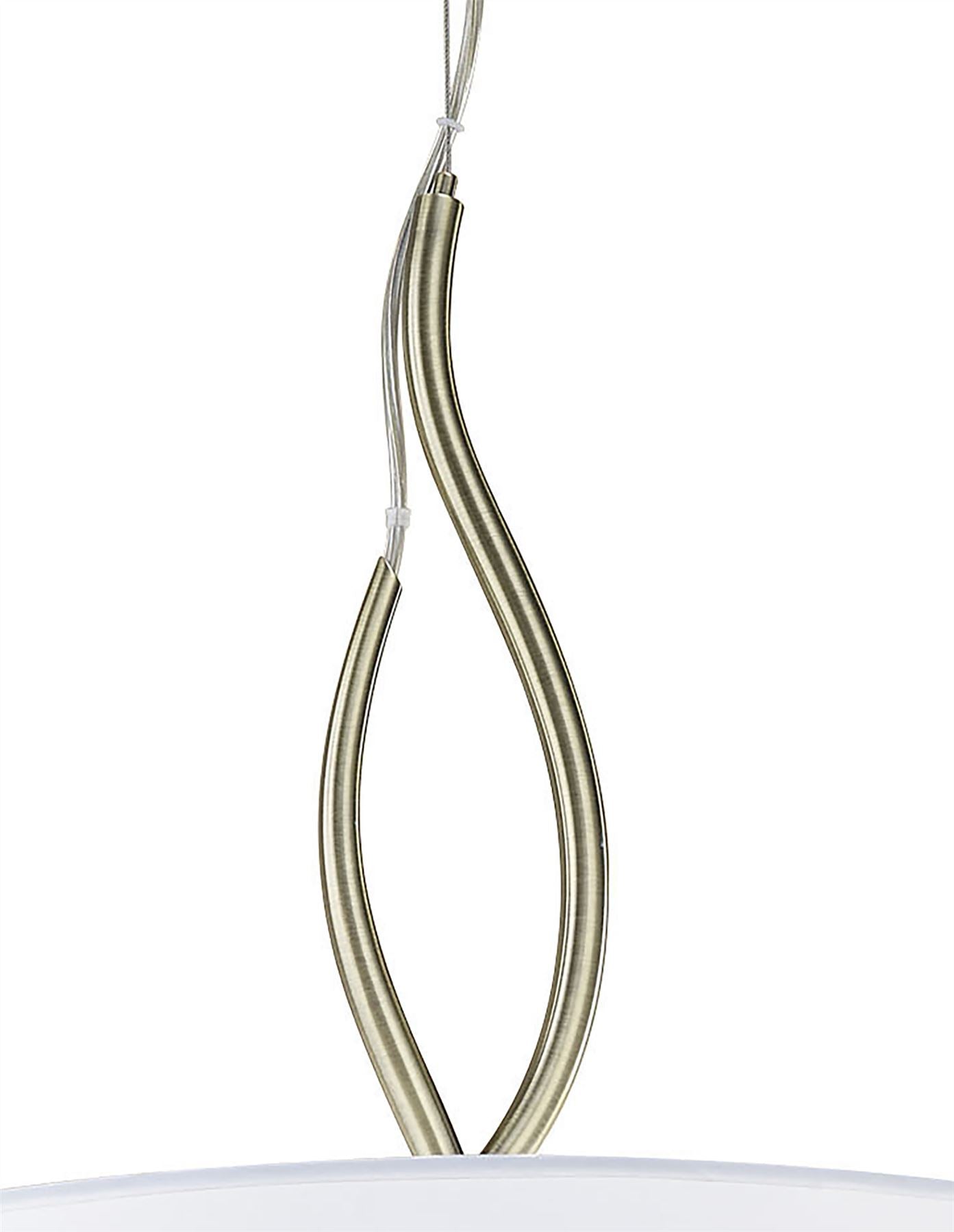 Mantra Ninette 60cm Pendant 4 Light E27, Antique Brass with Ivory White Shades