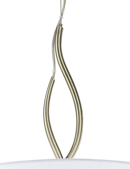 Mantra Ninette 60cm Pendant 4 Light E27, Antique Brass with Ivory White Shades