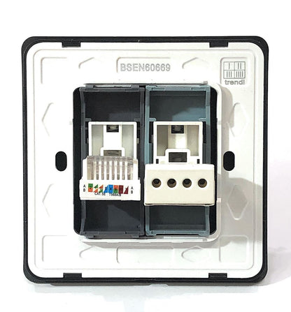 Trendi Modern Telephone Socket + RJ45 Cat 5e & Cat 6 PC Socket Gold ART-TLP+PCGO