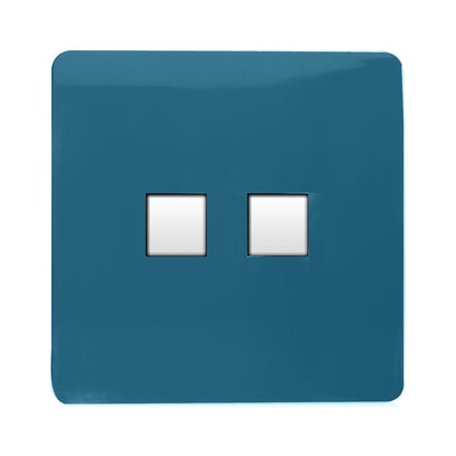 Trendi Switch 2 Gang RJ45 Cat 6 Modern Designer PC Ethernet Socket in Ocean Blue