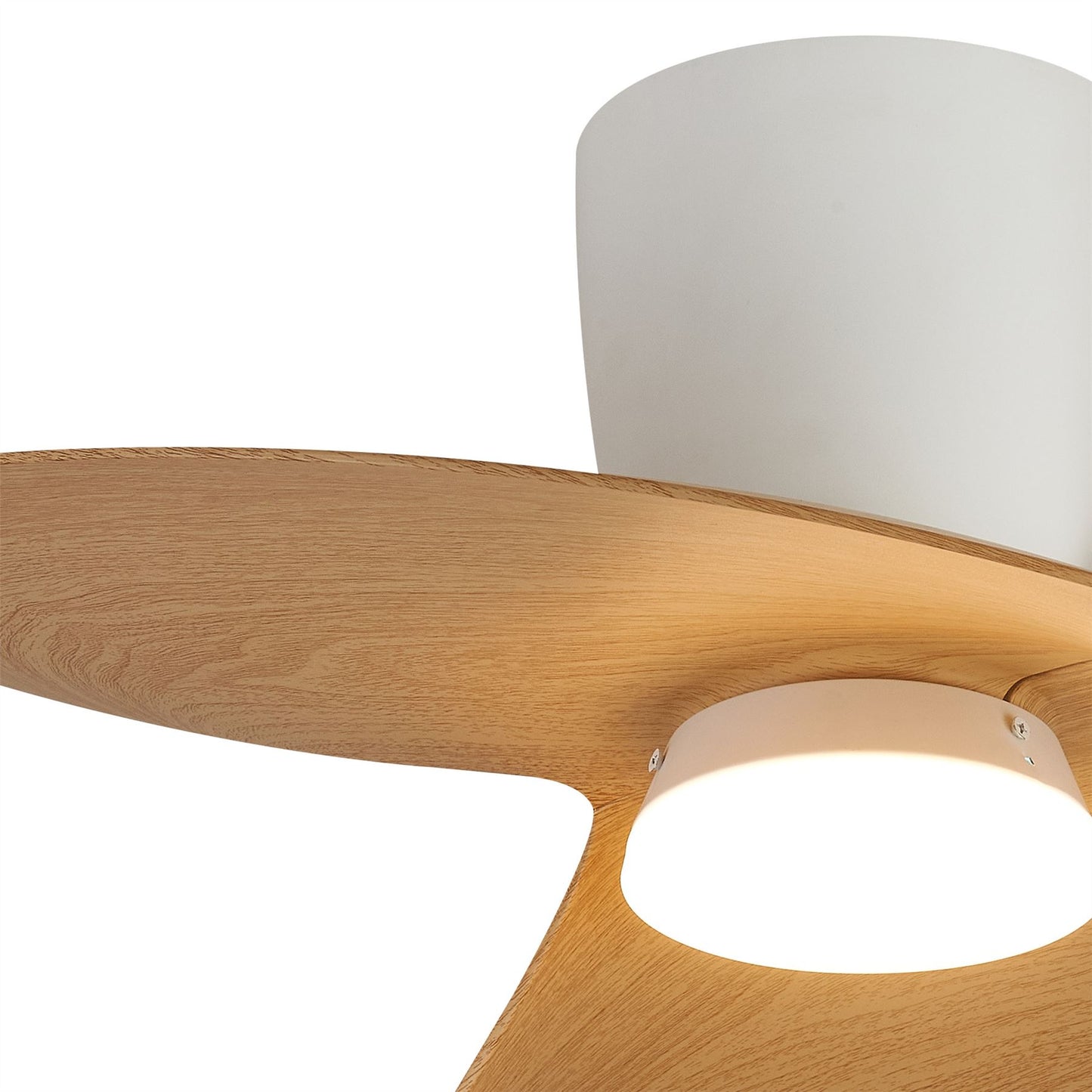 Ona 70cm 18W LED Dimmable Ceiling Light With Built-In 30W DC Fan, 3000-5000K Remote Control, 3600lm, White/Wood, 5yrs Warranty