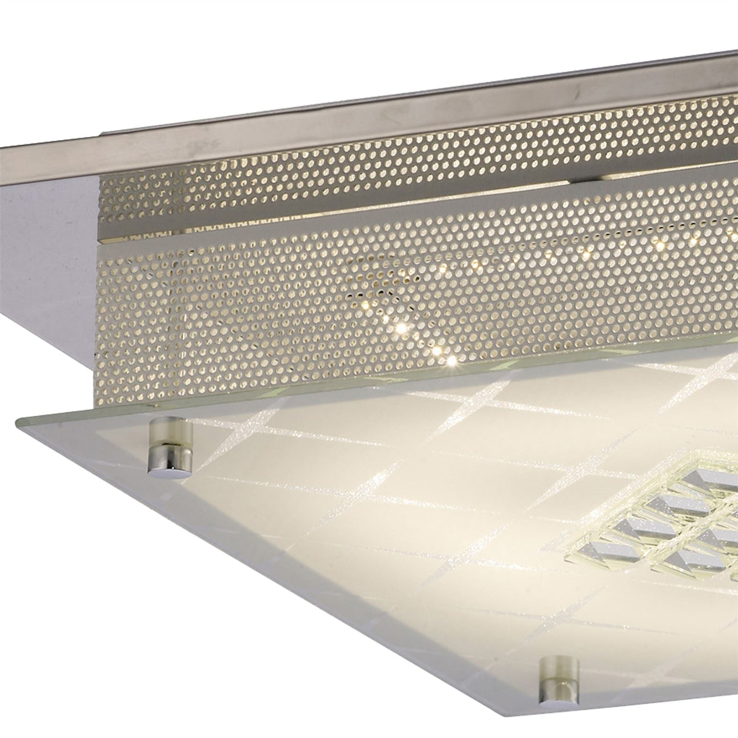 Diyas Ines Square Flush  75 X 0.72W LED 3600K Polished Chrome/Crystal, 3yrs Warranty Crystal Ceiling Light Fitting