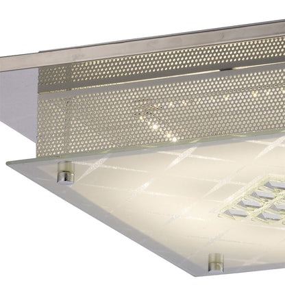 Diyas Ines Square Flush  75 X 0.72W LED 3600K Polished Chrome/Crystal, 3yrs Warranty Crystal Ceiling Light Fitting