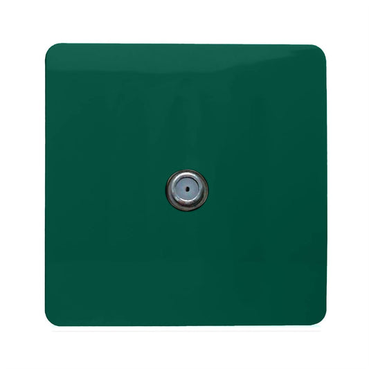 Trendi 1 Gang Artistic Modern Glossy Screwless Television Satellite Socket Dark Green