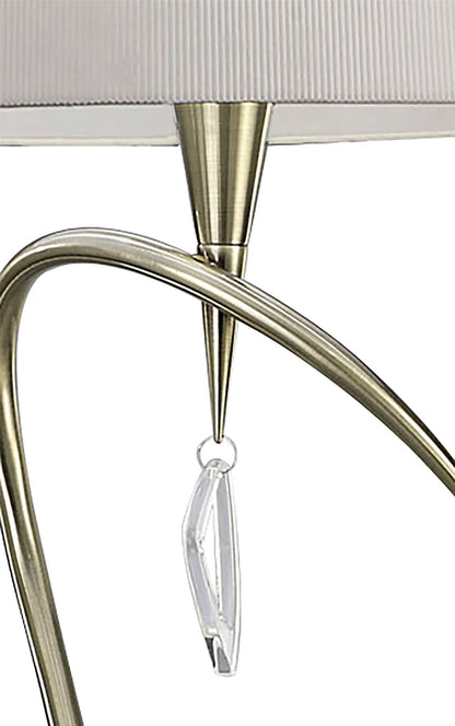 Mantra Mara Floor Lamp 4 Light E27, Antique Brass with Ivory White Shade