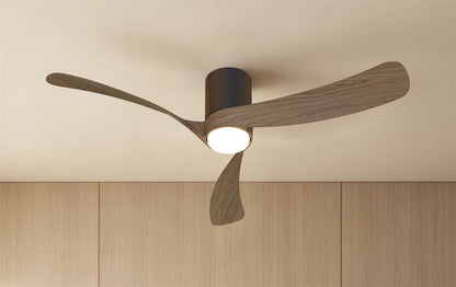 Nemo II M 1.2m 19W LED Dimmable Ceiling Light With Built-In 32W DC Fan, 3000-5000K Remote Control, 3800lm, Walnut/Black, 5yrs Warranty
