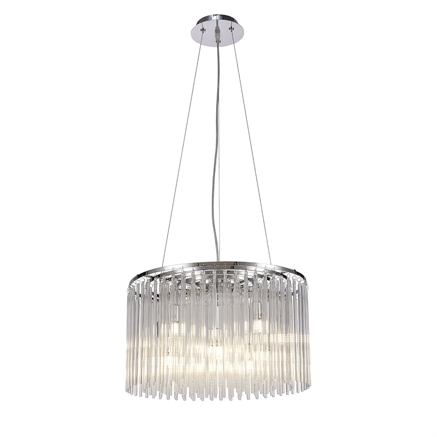Diyas Zanthe 45cm  Round 10 Light G9 Polished Chrome/Clear Glass Ceiling Pendant Light Fitting