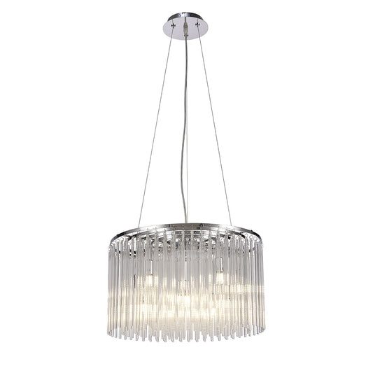 Diyas Zanthe 45cm  Round 10 Light G9 Polished Chrome/Clear Glass Ceiling Pendant Light Fitting
