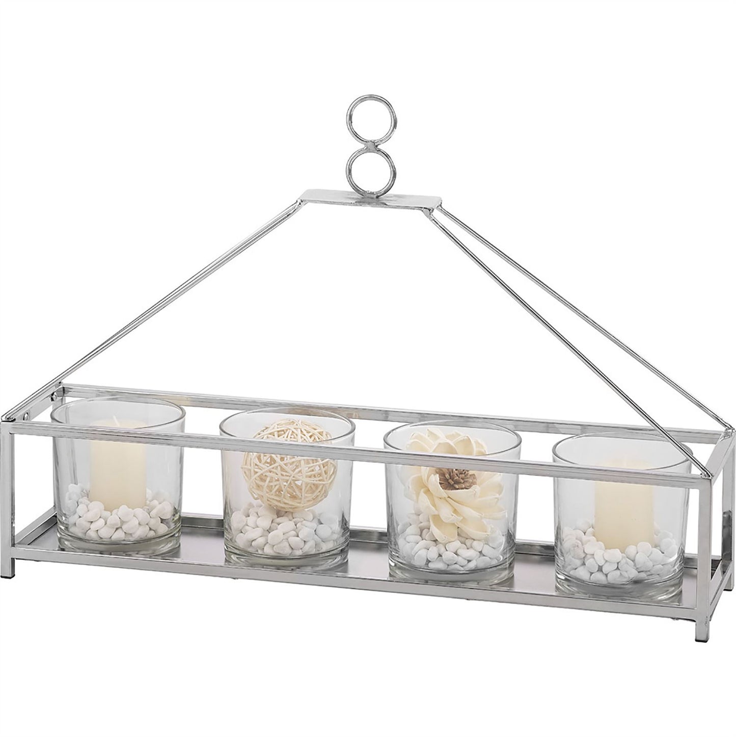 Diyas Home (DH) Athena 5 Candle Holder Medium Polished Chrome/Clear Glass Art