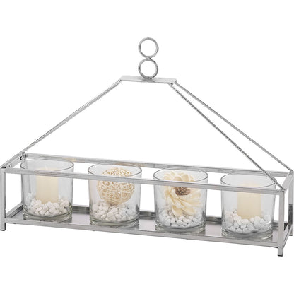 Diyas Home (DH) Athena 5 Candle Holder Medium Polished Chrome/Clear Glass Art