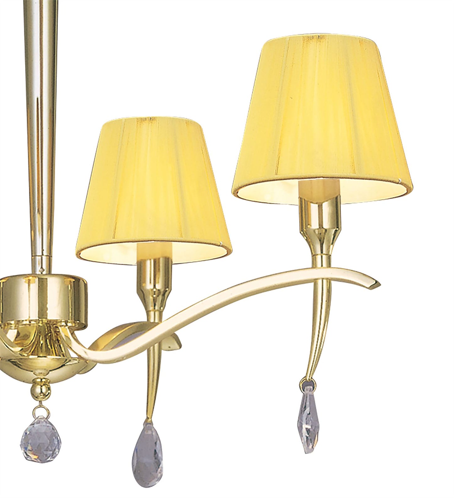 Mantra Siena 55cm Pendant Round 4 Light E14, Polished Brass with Amber Cream Shades and Clear Crystal