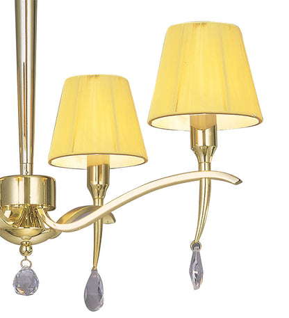 Mantra Siena 55cm Pendant Round 4 Light E14, Polished Brass with Amber Cream Shades and Clear Crystal