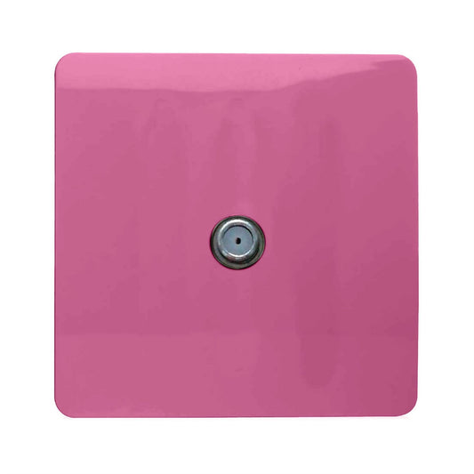 Trendi 1 Gang Artistic Modern Glossy Screwless Television Satellite Socket Pink