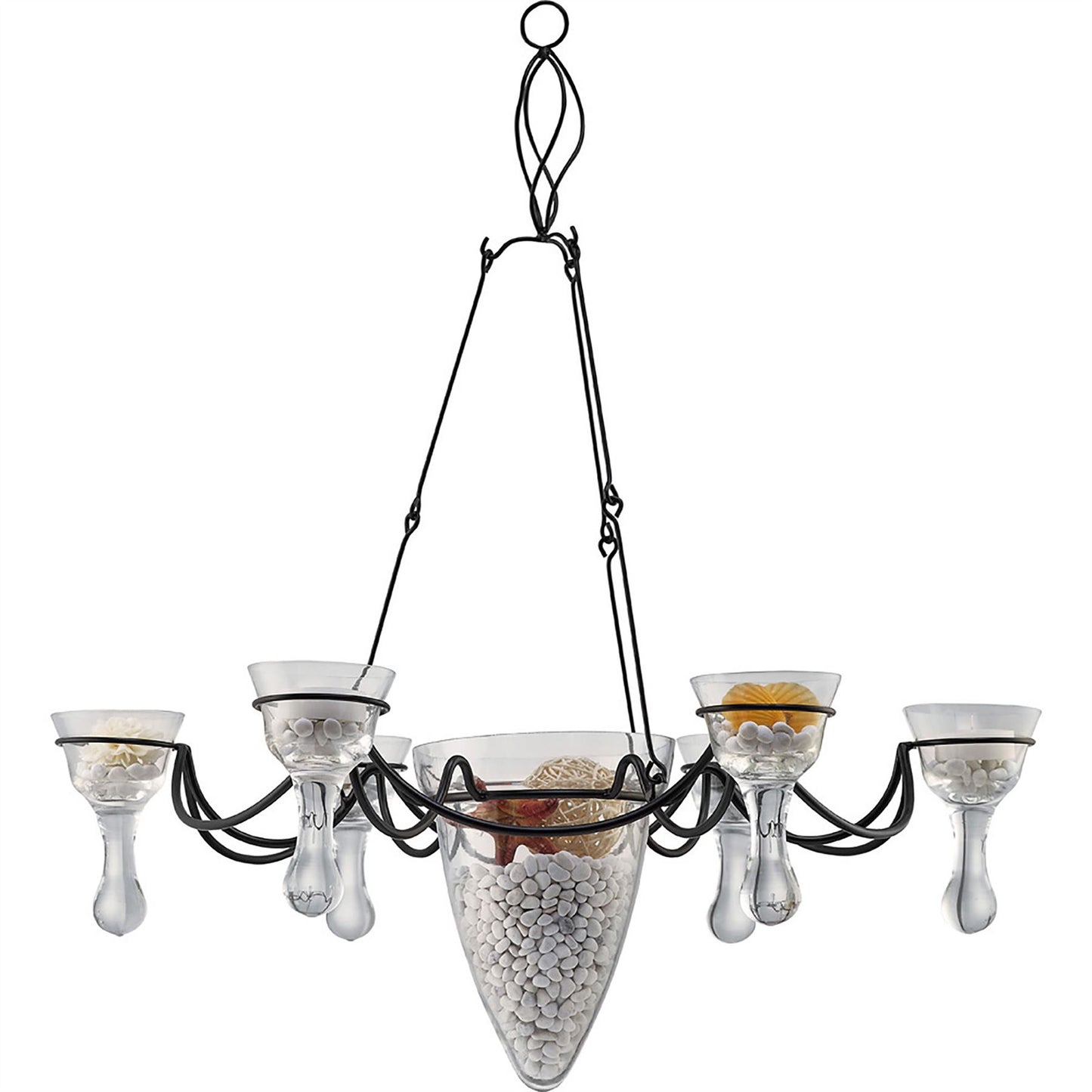 Diyas Home (DH) Tessa  6 Arm Polished Chrome/Clear Glass Ceiling Pendant Light Fitting