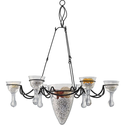 Diyas Home (DH) Tessa  6 Arm Polished Chrome/Clear Glass Ceiling Pendant Light Fitting