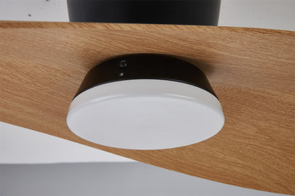 Surfer 112 x 30cm 18W LED Dimmable Ceiling Light With Built-In 40W DC Fan, 3000-5000K Remote Control, 3600lm, Black/Wood, 5yrs Warranty